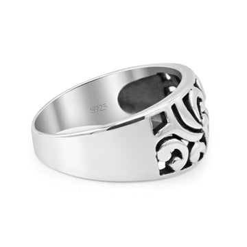 Filigree Open Swirl Designer Friendly Traditional Oxidized Fashion Band Thumb Ring